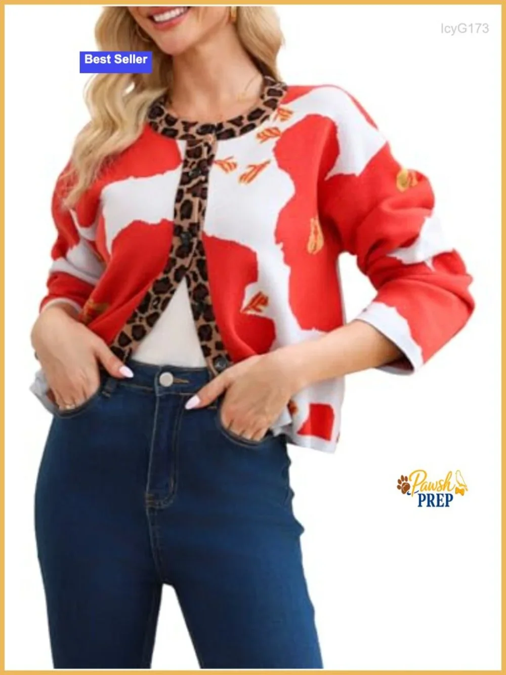 Floral Cardigan Sweater Women Long Sleeve Leopard Open Front Knit Jacket